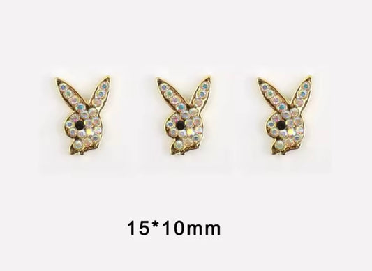 Gold AB Bunny Head Charms 5 pieces