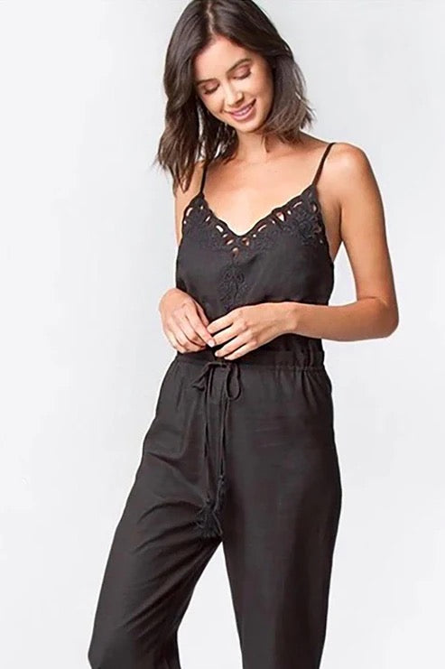 Black Lattice Romper