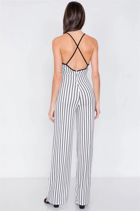 Stripe VNeck Jumpsuit