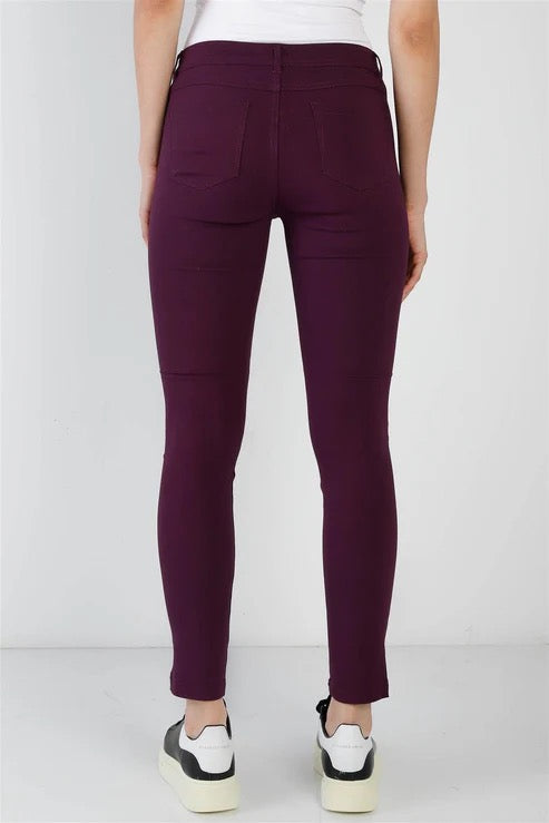 Wine Skinny Pants