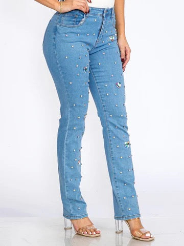 Heart Studded Denim