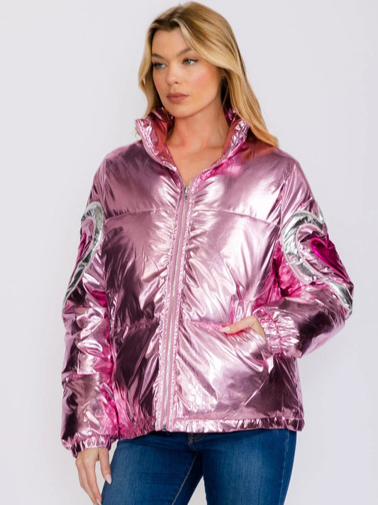 Heart Metallic Puffer