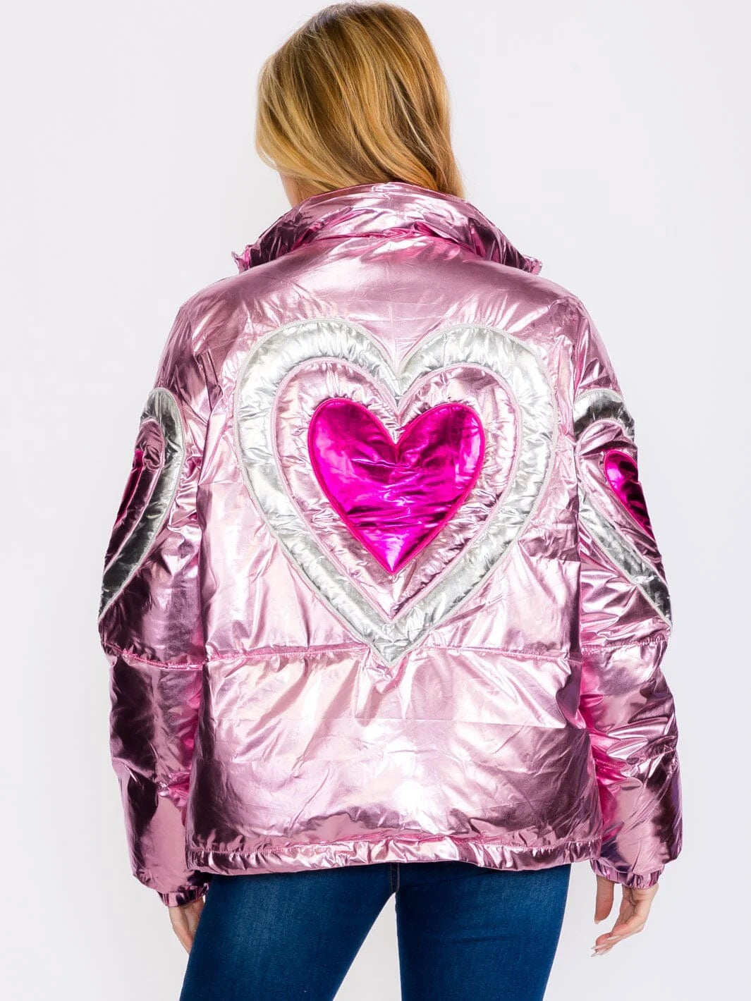 Heart Metallic Puffer